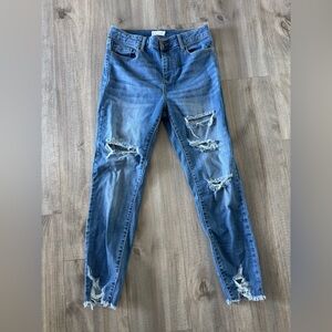 Cello Distressed Skinny Jeans in Blue